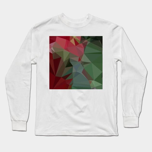 Deep Carmine Pink Abstract Low Polygon Background Long Sleeve T-Shirt by retrovectors